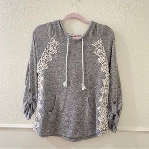 Lace and grey Hooded shirt